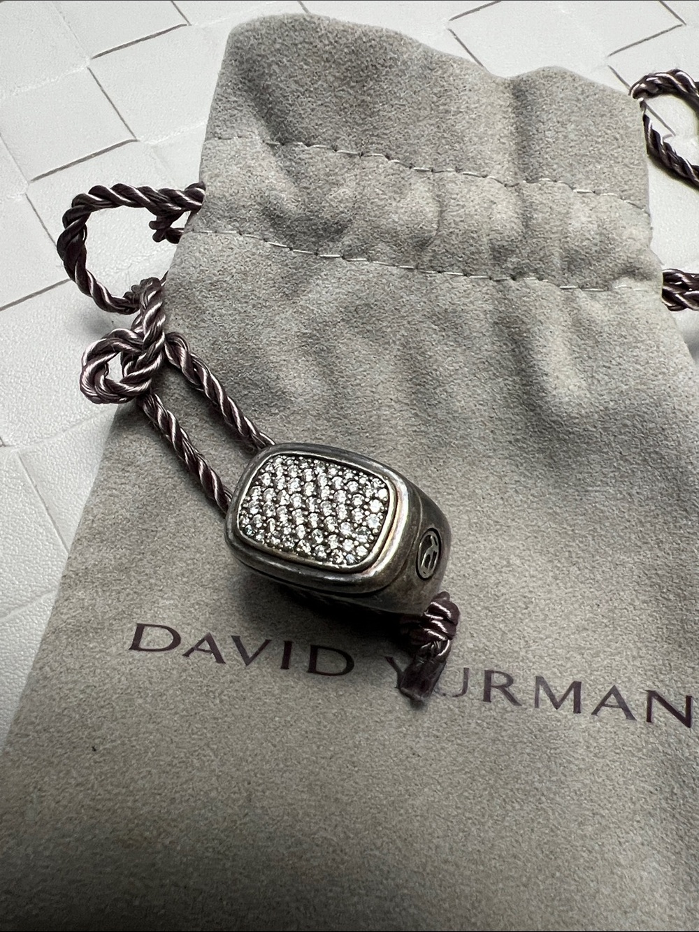 David Yurman Silver Diamond Ring size 9